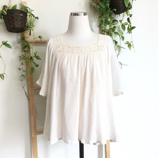 [BUNJANG] Mori Girl Square Neck Short Sleeve Blouse / JPN/ 모리룩블라우스 모리걸블라우스 스퀘어넥 반팔 블라우스