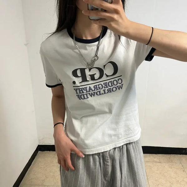 [BUNJANG] Codegraphy White Ringer T-Shirt / 코드그라피 화이트 링거 반팔