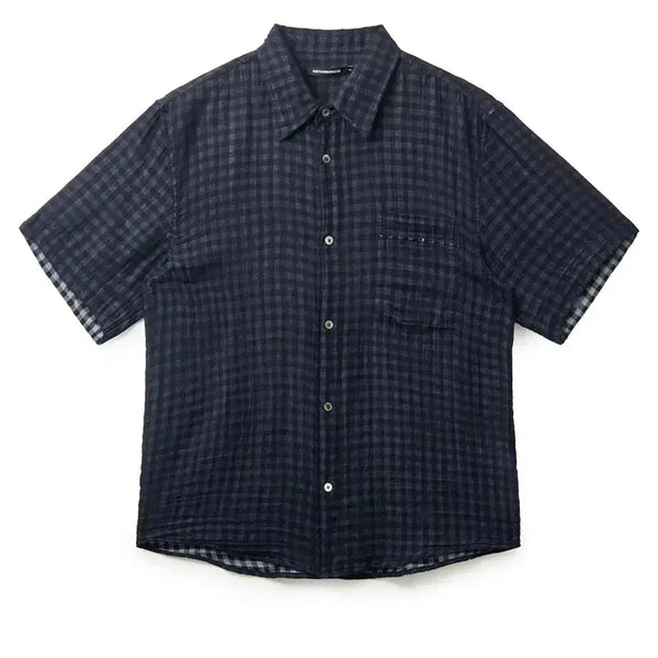 [BUNJANG] Haechingroom Shadow Check Shirt Gingham Check Dark Navy Size S / 오늘만 급처 해칭룸 체크셔츠 네이비 s