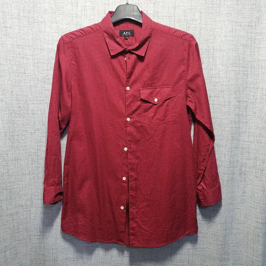 [BUNJANG] A.P.C. Men's Red Pocket Check Long Sleeve Shirt / 아페쎄 남성 레드 포켓 체크 긴팔 셔츠 M