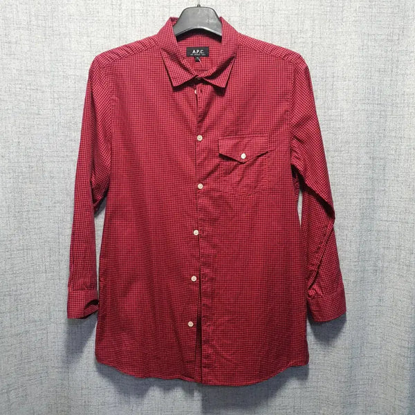 [BUNJANG] A.P.C. Men's Red Pocket Check Long Sleeve Shirt / 아페쎄 남성 레드 포켓 체크 긴팔 셔츠 M