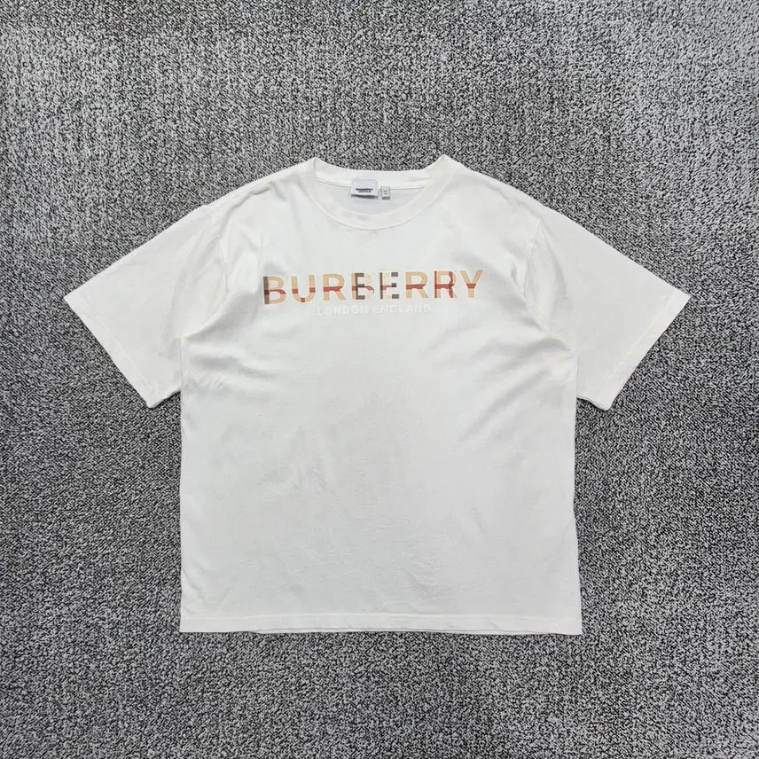 [BUNJANG] Burberry Vintage Check Logo Print Cotton T-Shirt White / 빈티지9. 버버리 빈티지 체크 로고 프린트 코튼 반팔 티셔츠 화이트