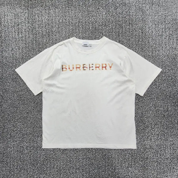 [BUNJANG] Burberry Vintage Check Logo Print Cotton T-Shirt White / 빈티지9. 버버리 빈티지 체크 로고 프린트 코튼 반팔 티셔츠 화이트