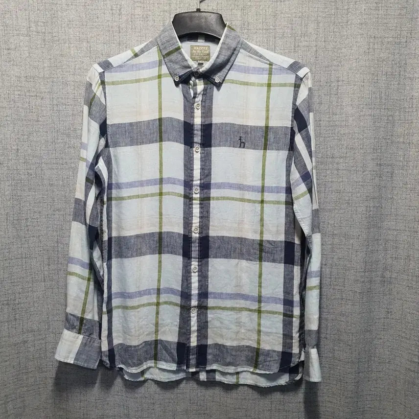 [BUNJANG] Hazzys Linen Check Long Sleeve Shirt Size 95 / 헤지스 린넨 체크 긴팔 셔츠 95