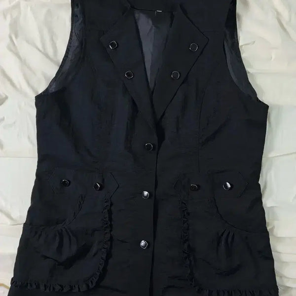 [BUNJANG] Black Anorak Collar Vest / 블랙 아노락 카라 베스트