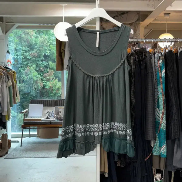 [BUNJANG] Sunao Kuwahara Frill Layered Sleeveless Top M / 스나오 쿠와하라 프릴 레이어드 슬리브리스