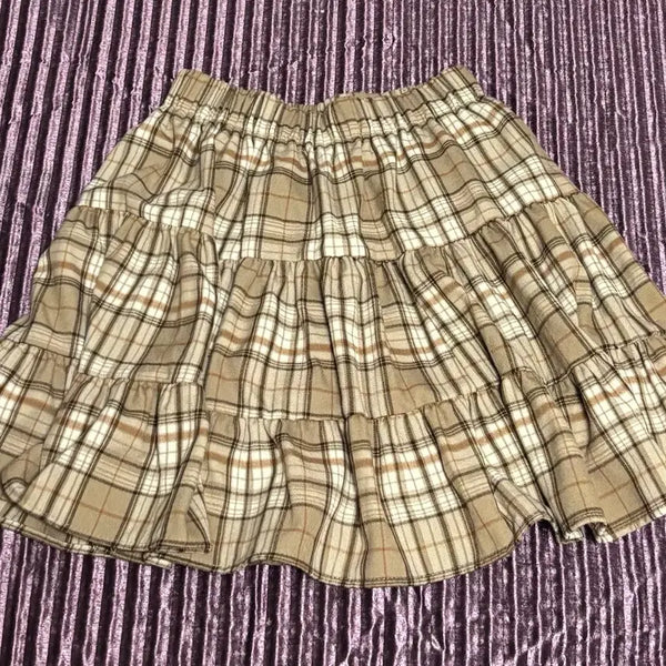 [BUNJANG] Mori Girl Latte Gyaru Check Ruffle Mini Skirt / 모리걸 라떼 갸루 체크 캉캉 미니스커트 일본 히메 핀터