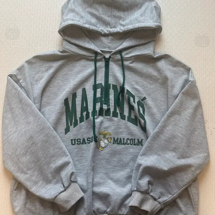 [BUNJANG] Gray Half-Zip Hoodie / 회색 반집업 후드티