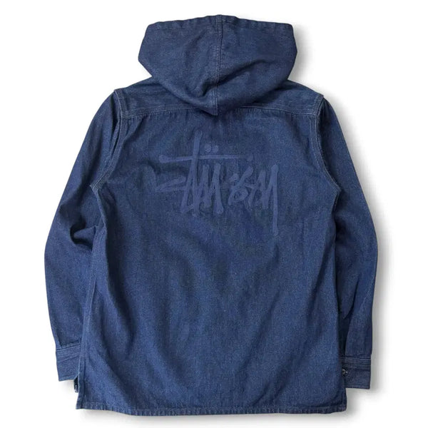 [BUNJANG] Stussy Denim Embroidered Big Logo Hoodie Jacket M / 스투시 데님 자수빅로고 후드 자켓 M