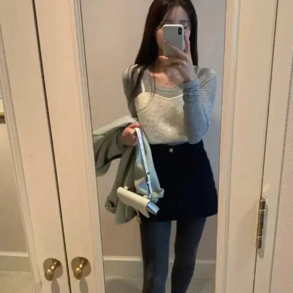 [BUNJANG] Lazy Society Alpaca V-neck Bustier / 레이지샵 알파카 벨 뷔스티에