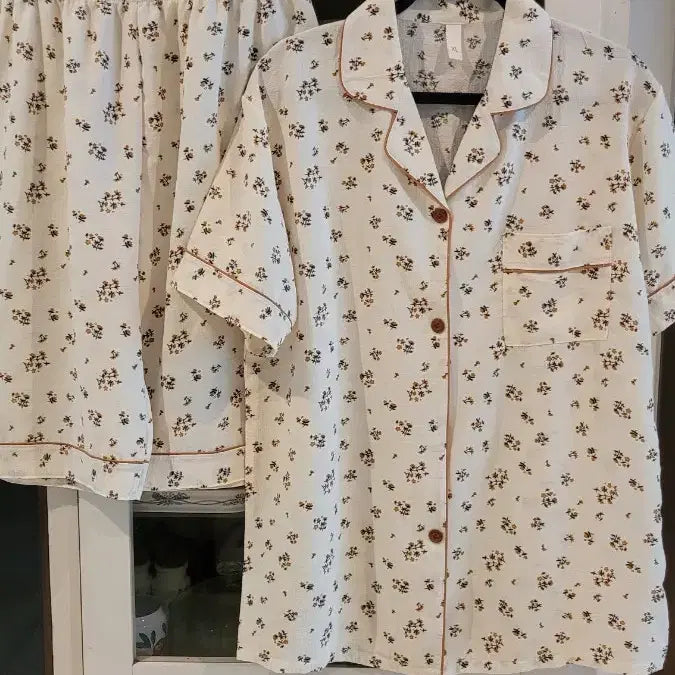 [BUNJANG] Women's Summer Short Sleeve Pajama Set Floral Pattern / 여자 여름 잠옷세트 반팔잠옷 여자파자마세트 시원한소재
