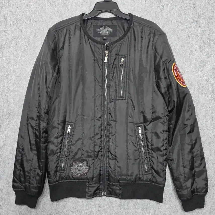 [BUNJANG] Harley-Davidson Vintage Quilting Full Zip Bomber Jacket Black M / 할리 데이비슨 빈티지 퀼팅 풀집업 봄버 자켓 블랙 M
