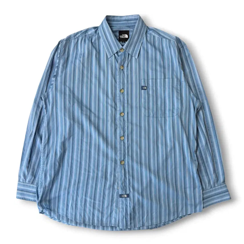 [BUNJANG] The North Face Sky Blue Stripe Nylon Summer Shirt / (95) 노스페이스 스카이블루 스트라이프 나일론 여름셔츠