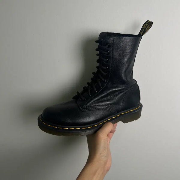 [BUNJANG] Dr. Martens 1490 Virginia 10-Eye Black Boots / 닥터마틴 1490 버지니아 10홀 블랙 워커 부츠 38