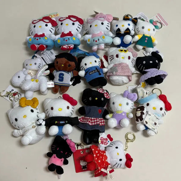 [BUNJANG] Rare Hello Kitty & Kuromi Plush Keychain Set / 새상품 레어 키티 인형 키링 쿠로미 키링 짱구 롱다리키티