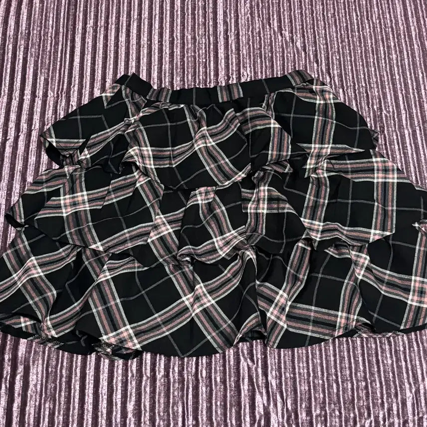 [BUNJANG] Gyaru Vintage Check Ruffle Mini Skirt / 갸루 빈티지 체크 캉캉 미니스커트 일본 로걀 히메 교복