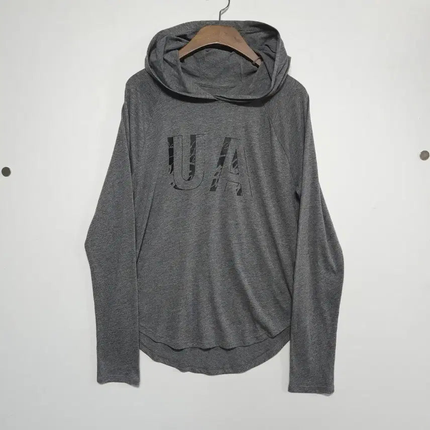 [BUNJANG] Under Armour Lightweight Cotton Hooded Long Sleeve Tee - Grey / 언더아머 초경량 얇은 면 후드 긴팔티 그레이