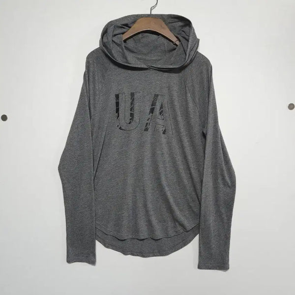 [BUNJANG] Under Armour Lightweight Cotton Hooded Long Sleeve Tee - Grey / 언더아머 초경량 얇은 면 후드 긴팔티 그레이
