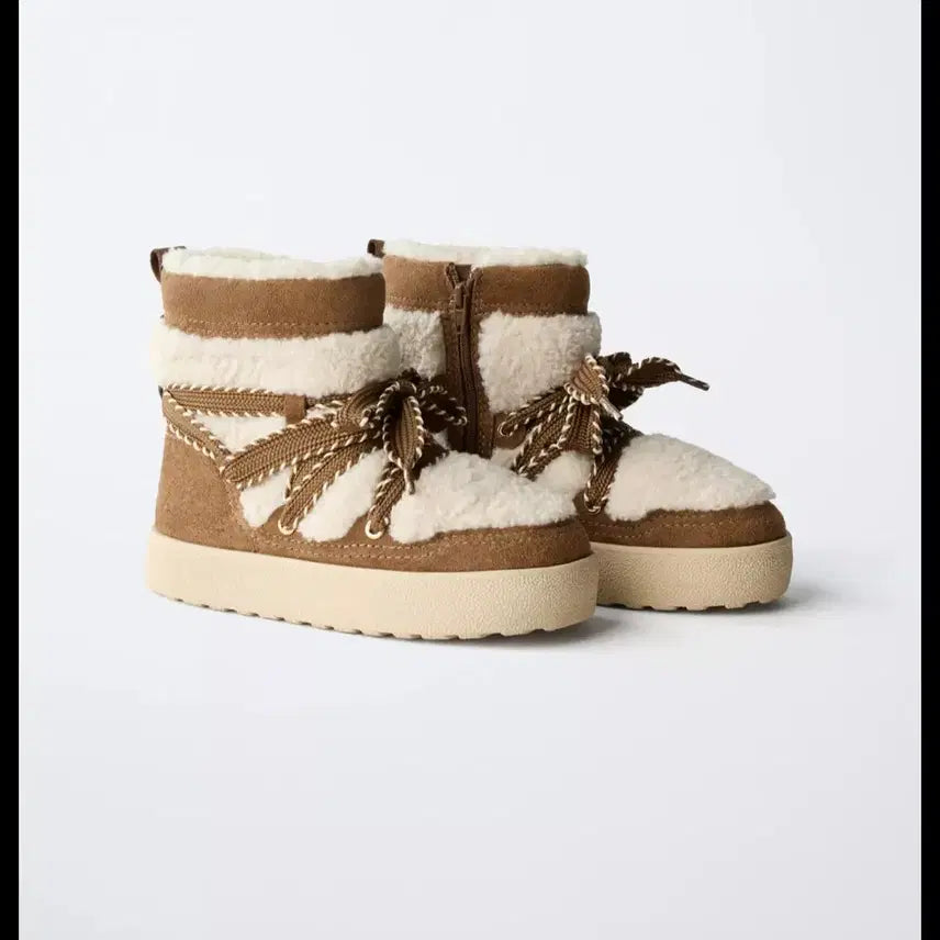 [BUNJANG] Zara Faux Shearling Combo Ankle Boots / 자라 페이크 시어링 콤보 앵클 부츠 205