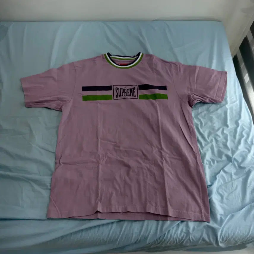 [BUNJANG] Supreme Warm Up Stripe Short Sleeve Top Purple 24SS / [M] 슈프림 웜 업 스트라이프 숏슬리브 탑 퍼플 24SS