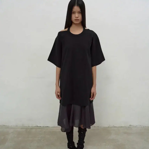 [BUNJANG] LCDCTM Halterneck Oversized Short Sleeve T-Shirt Black / lcdctm엘씨디씨티엠HALTERNECK투웨이홀터넥오버사이즈반팔나시블랙