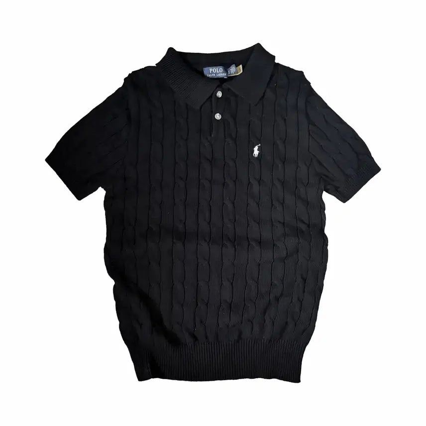 [BUNJANG] Polo Ralph Lauren Cable Knit Collar Short Sleeve Polo Shirt / S) 폴로랄프로렌 꽈배기 니트 카라반팔