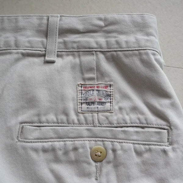 [BUNJANG] Polo Ralph Lauren 90s Authentic Square Tag Two-Tuck Chino Shorts / 90s 폴로 어센틱 사각탭 투턱 치노 쇼츠 36