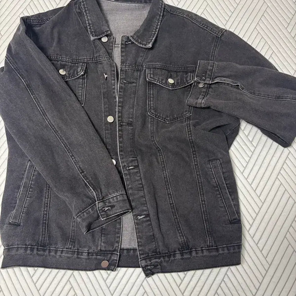 [BUNJANG] Black Oversized Washed Denim Jacket / 오버핏 흑청 데님 자켓 블랙