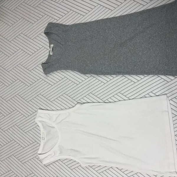 [BUNJANG] Sleeveless Tank Tops 2-Pack (White/Gray) / 깔끔한 민소매 나시 2종 (화이트/그레이)