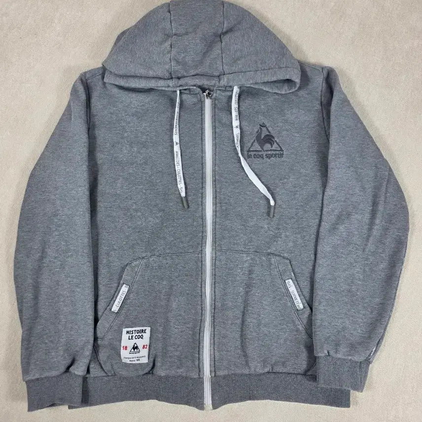 [BUNJANG] Le Coq Sportif Big Logo Hooded Zip-Up Jacket Grey / 르꼬끄 빅로고 후드 집업 자켓 그레이