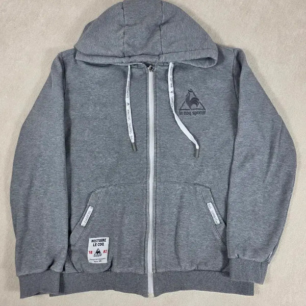 [BUNJANG] Le Coq Sportif Big Logo Hooded Zip-Up Jacket Grey / 르꼬끄 빅로고 후드 집업 자켓 그레이