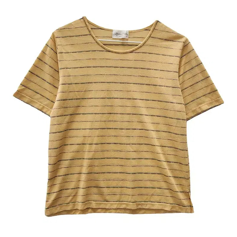 [BUNJANG] Natural Mori Ethnic Stripe Yellow Short Sleeve T-Shirt M / 내추럴모리 에스닉 스트라이프 옐로우 반팔 티 M