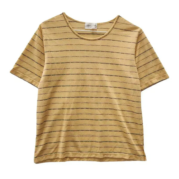 [BUNJANG] Natural Mori Ethnic Stripe Yellow Short Sleeve T-Shirt M / 내추럴모리 에스닉 스트라이프 옐로우 반팔 티 M