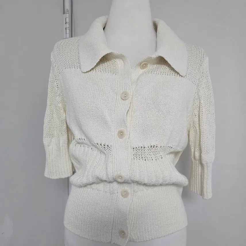 [BUNJANG] COS White Crochet Knit Short Sleeve Cardigan / 새상품) cos 코스 화이트 크로쉐니트반팔니트가디건