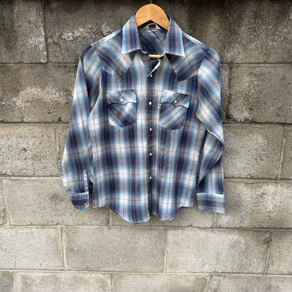 [BUNJANG] Levi's Vintage 70s-80s Blue Check Western Shirt (Women's) / 70~80s 리바이스 빈티지 블루 체크 웨스턴 셔츠 우먼