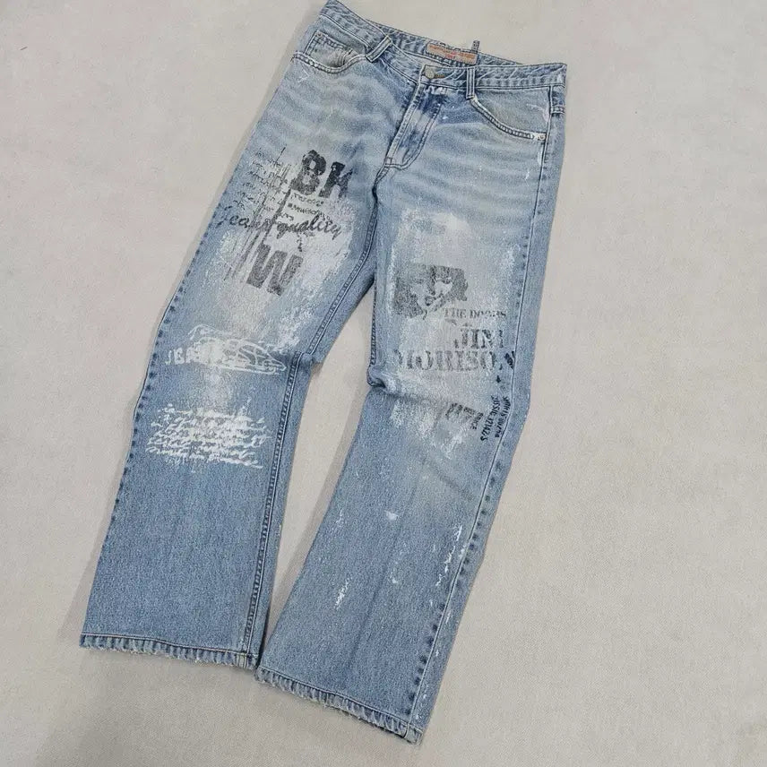 [BUNJANG] 32 Ingalls Jeans Vintage Printing Denim Pants / 32 잉갈스 진스 빈티치 프린팅 데님 팬츠 4359