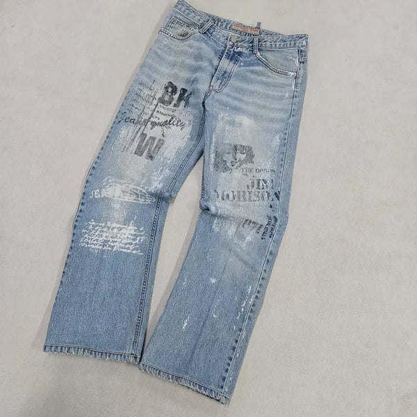 [BUNJANG] 32 Ingalls Jeans Vintage Printing Denim Pants / 32 잉갈스 진스 빈티치 프린팅 데님 팬츠 4359