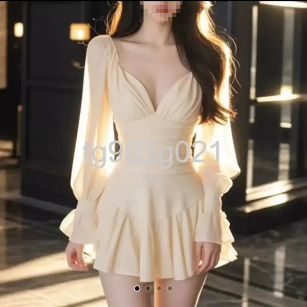 [BUNJANG] Women's Shirring Dress Beige XL / 77 새상품 여성 셔링 원피스 베이지