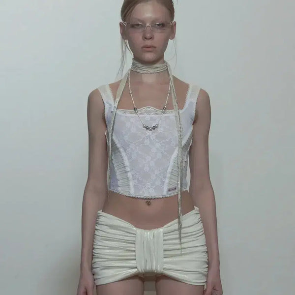 [BUNJANG] Sculptor Team Mary Corset Top White / 스컬프터 Team Mary Corset Top White/Raw