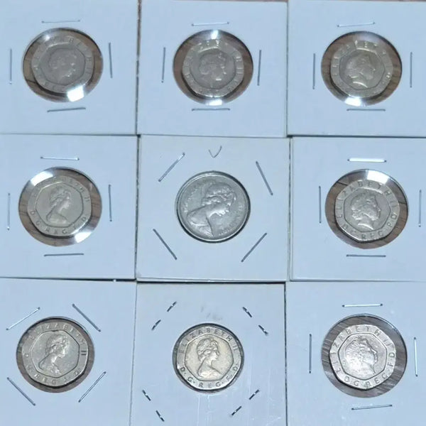 [BUNJANG] United Kingdom Queen Elizabeth II Commemorative Coin Set - 9 Types / 영국 엘리자베스 2세 기념주화 9종. 육각 특유종. 줄세우기 9점 일괄