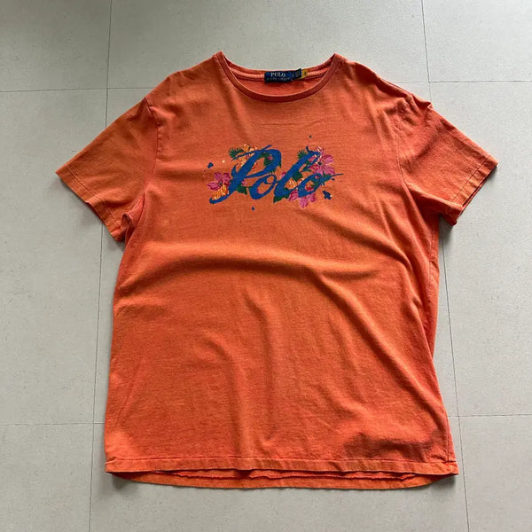 [BUNJANG] Polo Ralph Lauren Floral Logo Script T-Shirt / [폴로] 플로럴 로고 스크립트 반팔티 L