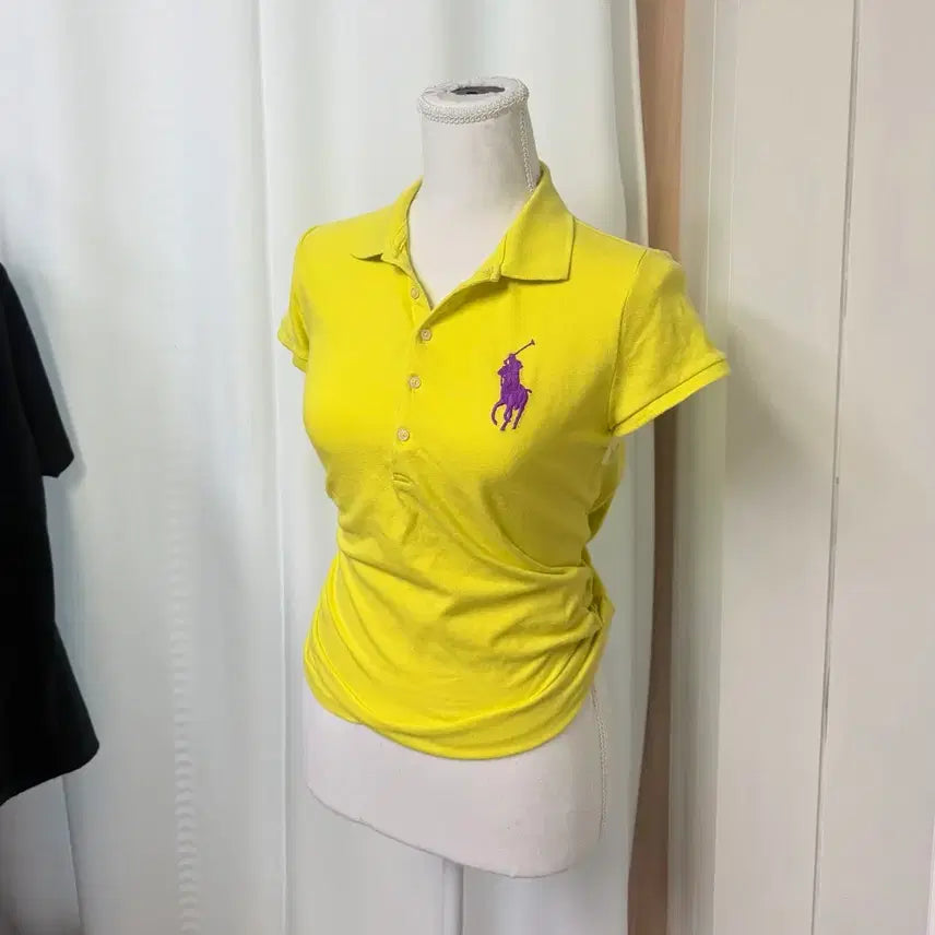[BUNJANG] Polo Ralph Lauren Big Pony Slim Fit Henley T-Shirt / 폴로 빅포니 옐로퍼플 슬림 헨리넥 카라티