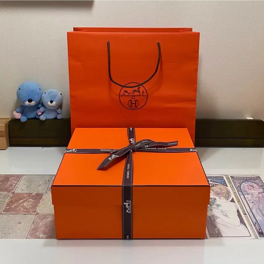 [BUNJANG] Hermes Bag Box with Ribbon and Shopping Bag / 에르메스 가방박스 + 리본 + 쇼핑백