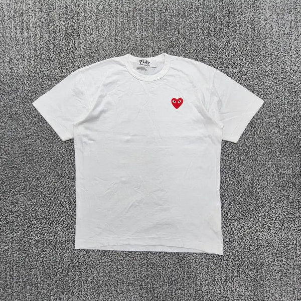 [BUNJANG] Comme des Garçons Play Red Heart Patch Short Sleeve T-Shirt White / 빈티지9. 꼼데가르송 플레이 레드 와펜 반팔 티셔츠 화이트