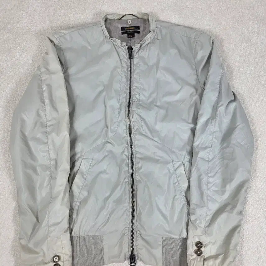[BUNJANG] Diesel Black Gold Light Beige Embossed Nylon Zipper Blouson Jacket / 디젤 블랙골드] 라이트 베이지 엠보 나일론 지퍼 블루종 자켓