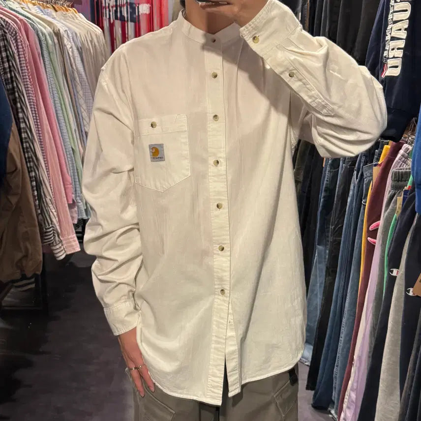 [BUNJANG] Carhartt Round Neck Shirt White / [IM] 칼하트 라운드넥 셔츠 화이트