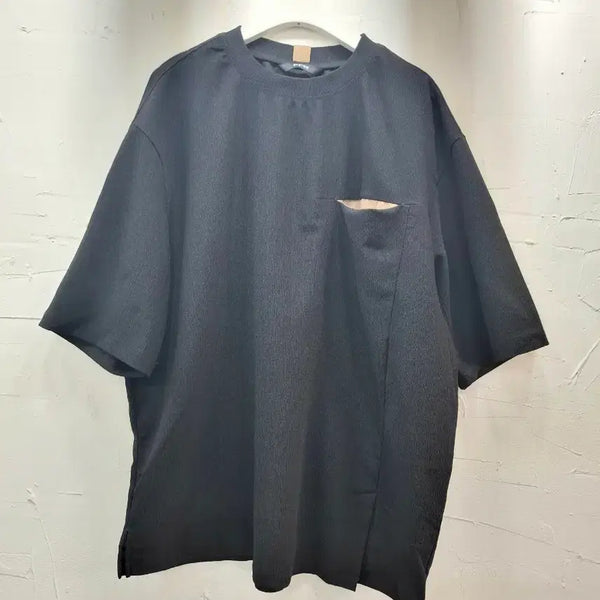 [BUNJANG] System Black Pocket Short Sleeve T-Shirt / 시스템 블랙 포켓 반팔 티셔츠 100