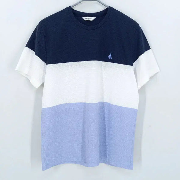[BUNJANG] Beanpole Men's Colorblock Round Neck Short Sleeve T-Shirt Navy (105) / 빈폴 남성 여름 배색 라운드반팔티 네이비105 (HU46113)