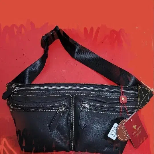 [BUNJANG] Genuine Leather Waist Bag - Black / 웨이스트백 . 소가죽