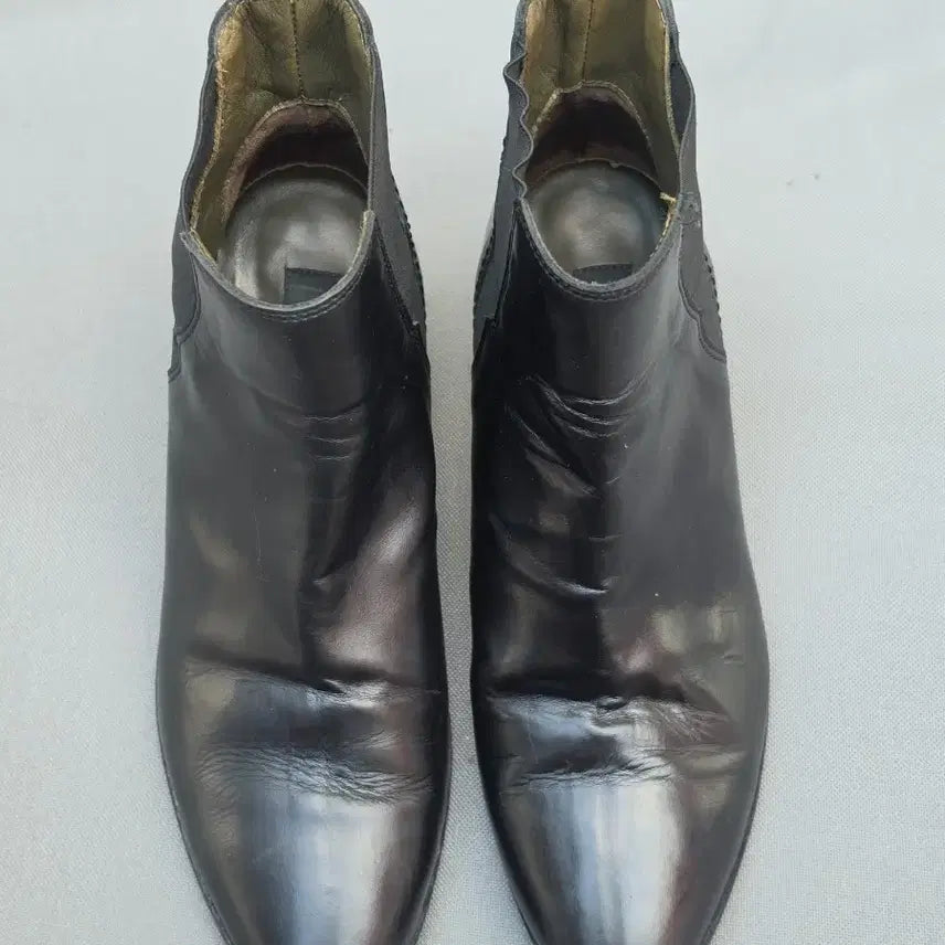 [BUNJANG] TIME Leather Ankle Black Boots / 타임가죽 앵글 블랙 부츠